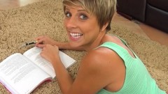 giving head video: Short haired Makenna Reise loves showing studs what she can do