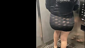 public video: short dress in public