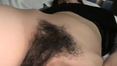 hairy asian video: Japanese girlfriend hairy pussy creampie