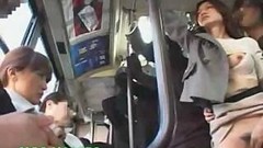asian bus video: A little extra action on the bus while she fucks this guy