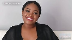 ebony video: Black babe has a huge smile on her face, because she is about to ride dick