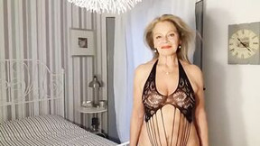 lace video: Old lady into a babe lace body