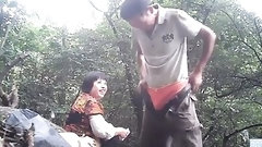 asian outdoor video: Asian mom gets super wet when fucking in the woods