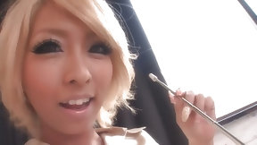 pretty japanese video: Beautiful blonde Japanese babe loves huge creampies