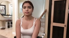 mexican video: Fresh New Teen Maid Hazel Heart Can Barley Handle Her Clients Huge Cock - Flash & Smash For Cash HD