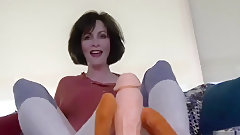 sockjob video: Sneaky Sockjob from Big StepSister - Mrs Mischief foot pov dildo footjob