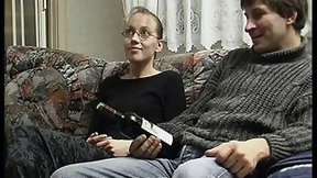sofa sex video: Young Couple in the 90s fucked on the Couch