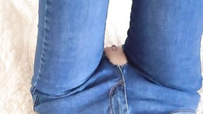 jeans video: Petite lascivious stepsister in ripped jeans was caught watching porn and got twat full of cum -Squir7een