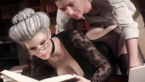 cartoon video: Busty library is fucked by a horny man in this adult cartoon