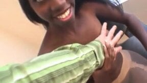 18 year old ebony video: Petite ebony teen fucks white cock