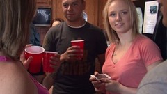 college party video: Horny girls get fucked at a house party