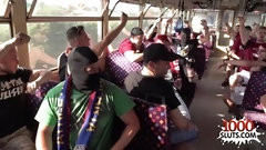 football video: Exciting public porn: gangbang orgy on football fan bus