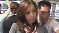 asian bus video: Sexy Japanese babe getting her ass touched in the public bus