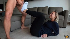 yoga pants video: Girl Cheating her BF with Neighbor while Talking with him by Phone.