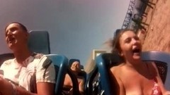 oops video: Girl on roller coaster accidentally shows tits