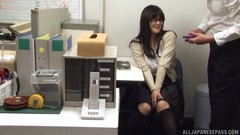 adorable japanese video: Cute Asian secretary fondled by her boss before she blows him