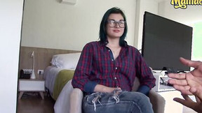 nerdy video: Big ass nerdy girl with glasses gets her cunny destroyed by a stud