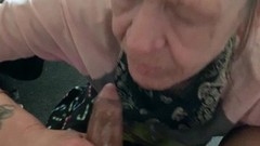 blowjob and cum video: Grandma blowing me again