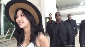 asian and bbc video: Kinky outdoors video of pretty Mizuki Miri sucking a black dick