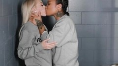 prison video: Interracial lesbian sex in the jail with Honey Gold and Alex Grey