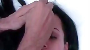cum brushing video: Latin facial cumbrush swallow