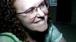 chubby video: Chubby chick with curly hair and glasses, Debby had interracial sex with a black guy, from behind