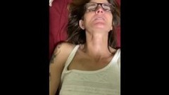 amateur wife video: Skinny old wife creampie quickie before bed