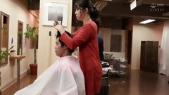 funny asian video: Sweet Japanese hairdresser having wild sex with a customer