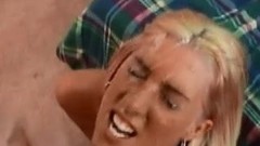 cum drenched video: Blonde gets cum drenched