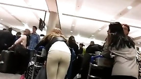 airport video: Teen With A Great Ass Waiting At An Airport