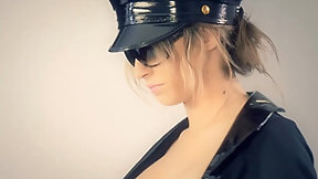 police video: Hot blonde woman dressed up as a police officer is posing and getting fucked hard