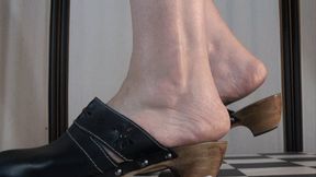 feet video: Tanja's wooden Clogs cause much pain to my tiny cock - Cam 2