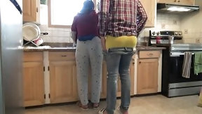 aged arab video: Syrian Fiance Lets teenie Year Mature German Stepson Fucked Her Into The Kitchen