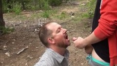 beard video: Swallowing Cum Under the Suck Me Tree – Bearded Guy Gets Serviced Outdoors