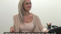 czech casting video: Fake agent super beautiful blonde hair girl model loves penis over the desk with her sushi
