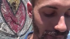 beard video: Bearded straight Latino rides cock and takes cum in mouth