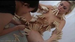 clothespin video: Clothes pins all over the body of Ash Hollywood