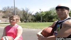 basketball video: Cute teen playing basketball ends up getting fucked in her innocent pussy...