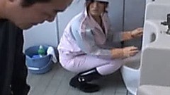 chinese dick video: Publicsex asian cleaning lady sucks cock