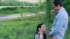 german outdoor video: German horny milf seduced a guy with big cock