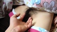 asian teen pov video: Sweet Asian teen gets her tight hairy cunt fingered in POV