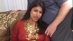 black and indian video: Lusty Indian honey takes black and white cocks
