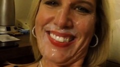 facial video: Wife makes 9 inch cock cum in 34 seconds