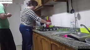 kitchen video: Chubby woman likes to get fucked in the kitchen every once in a while, until she cums