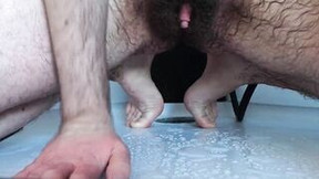 ftm video: shower fun rubbing my huge unshaved clitoris FTM