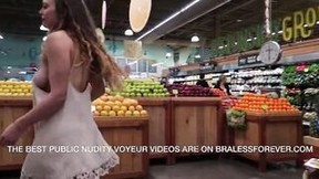 braless video: Braless cunt with mouth into the Grocery Store