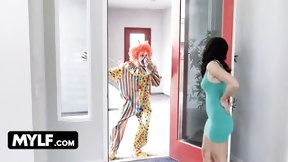 clown video: Mylf - Beautiful Milf Pissed Off By Clown She Hired For Being Late & Rides His Cock