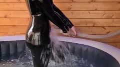 underwater video: Mistress Christal in Latex Catsuit
