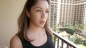 hawaiian video: Kristina Bell In A Little Walking Around In Hawaii And A Creampie Right After