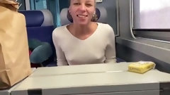 french in public video: Lucie sucking in the train